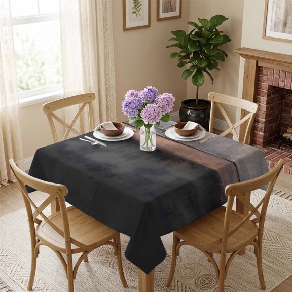 Abstract Black Gray Orange Stripes Square Tablecloth 54x54 Inch Oil Painting Art Waterproof Tablecloth for Dining Table, Washable Table Cover for Kitchen Dining Room Decoration,Stain Resistant