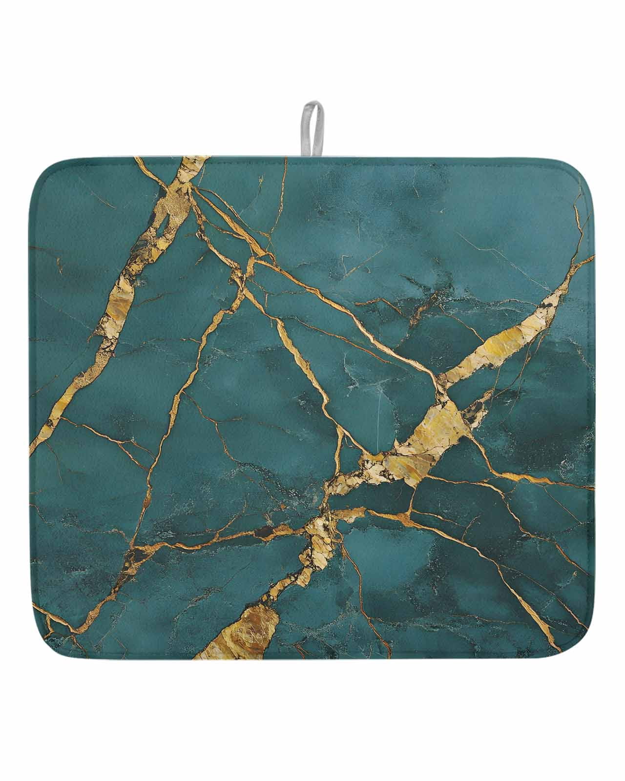 Abstract Black Green Marble Texture Dish Drying Mats for Kitchen ...