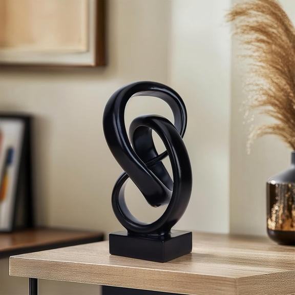 Abstract Black Knot Statue, Geometric Decor, Living Room Coffee Table Bookshelf countertop Black Decor, Office Coffee Table entryway Desktop Decor