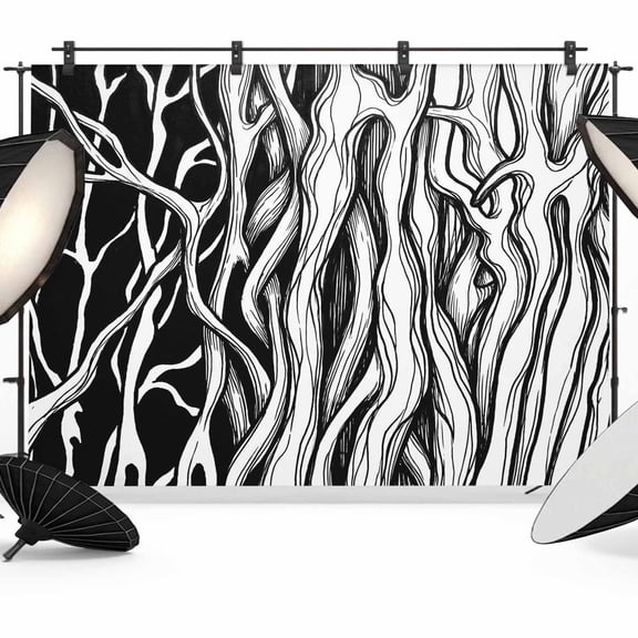 Abstract Black Line Photography Backdrop 7x5FT, Tree Trunk Texture Modern Simple Hand-painted Photo Backdrops, Background for Photography Studio Photo Studio Background, Back Drop for Photoshoot