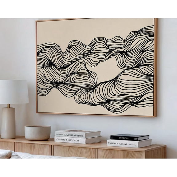 Abstract Black Line Wavy Wall Art Print, Unframed Paper Poster 8x10in