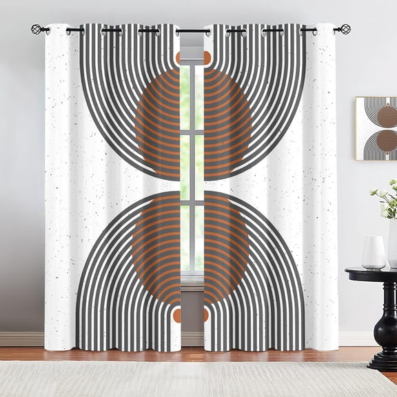 Abstract Black Lines Window Treatments Home Decor, Mid-Century Modern Art Room Darkening Window Drapes Panels, 3D Print Blackout Curtains For Bedroom Living Room Decor 21"W x 45"L (Pack of 2)