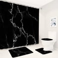 Abstract Black Marble Shower Curtain Set White Crackle Art Pattern