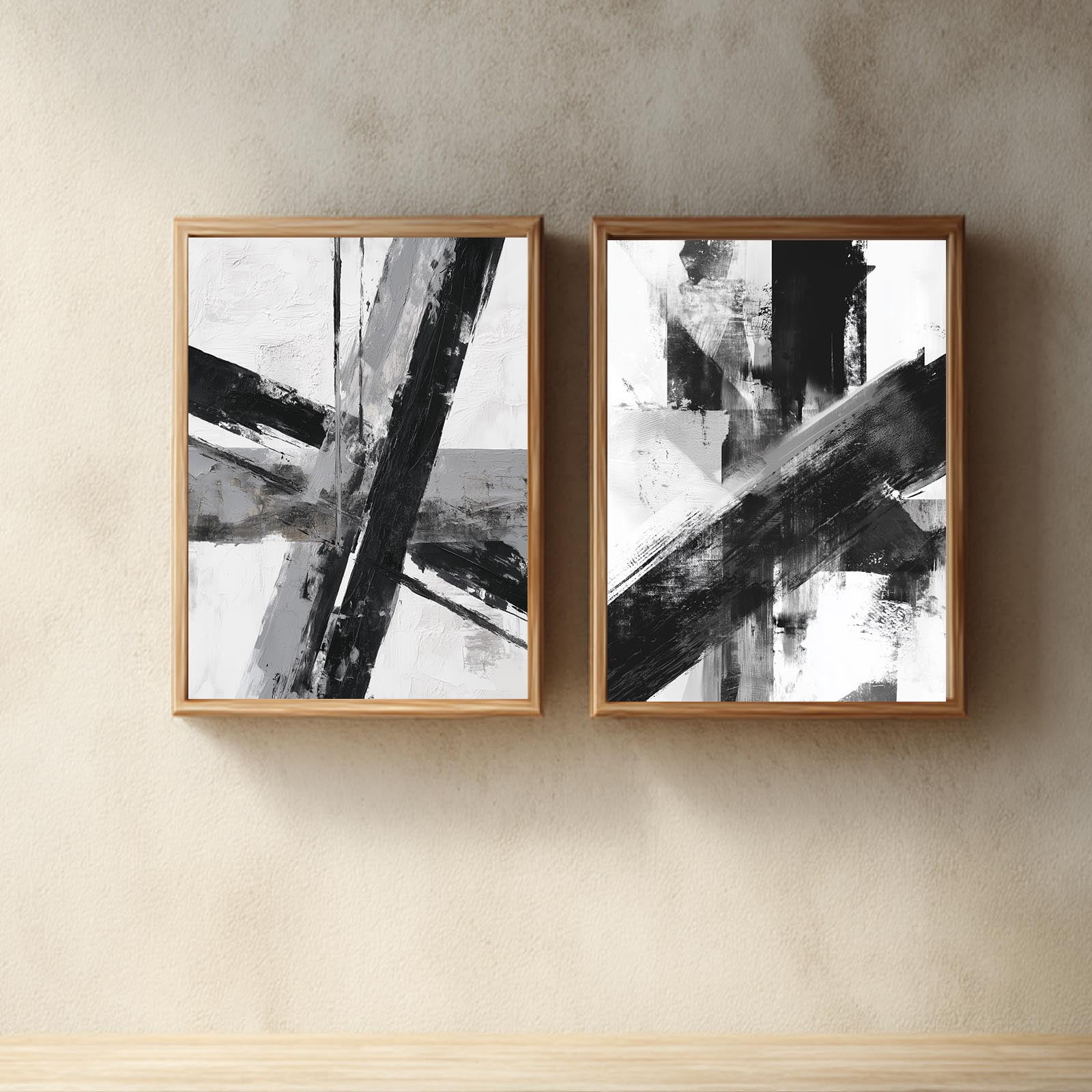 Abstract Black Minimalist Lines Canvas Painting Print Wall Art for ...