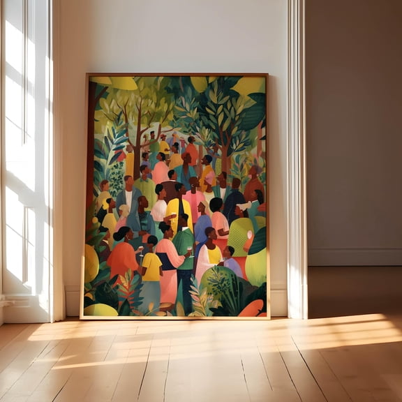 Abstract Black People Wall Art Print, Modern Decor