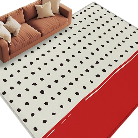 Abstract Black Polka Dot Area Rug 5x8 Washable Rug Non Slip Modern Farmhouse Sage Green Red Large Area Rug Soft Stainresistant Indoor Floor Carpet for Living Room Bedroom Office Dining Room Nursery