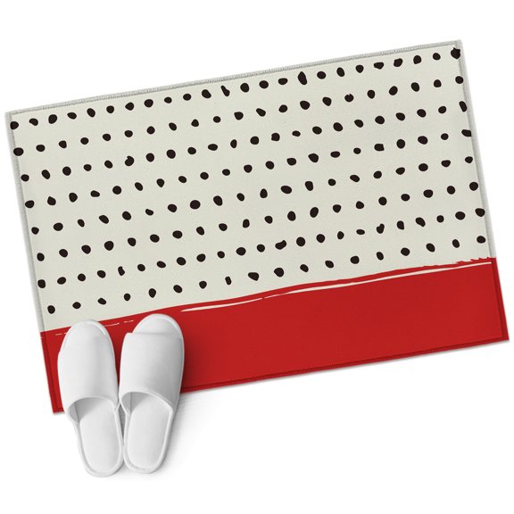 Abstract Black Polka Dot Bathroom Rug Washable 2x3 Entryway Rug Non Slip Modern Farmhouse Sage Green Red Front Door Mat Low Pile Indoor Doormat Throw Floor Carpet for Kitchen Bedroom Entrance