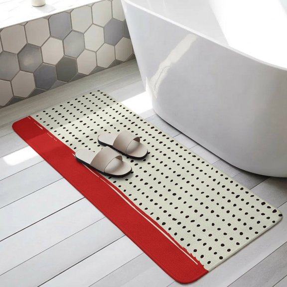 Abstract Black Polka Dot Bathroom Runner Rugs Non Slip Washable Absorbent Narrow Long Bath Mat Modern Farmhouse Sage Green Red Runner Rugs for Kitchen Hallway Bedroom Laundry Study Room 31.5"x63"