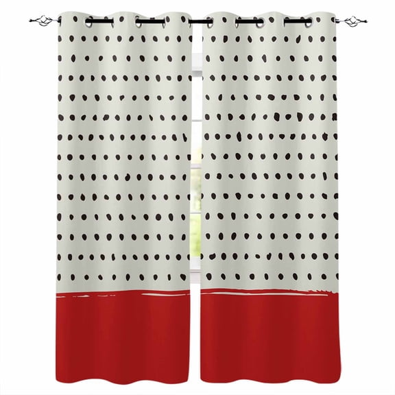 Abstract Black Polka Dot Kitchen Curtains Modern Farmhouse Sage Green Red Cafe Short Curtains for Bathroom Blackout Window Curtain Small Window Tier Drapes for Bedroom Living Room 27.5"x39"x2