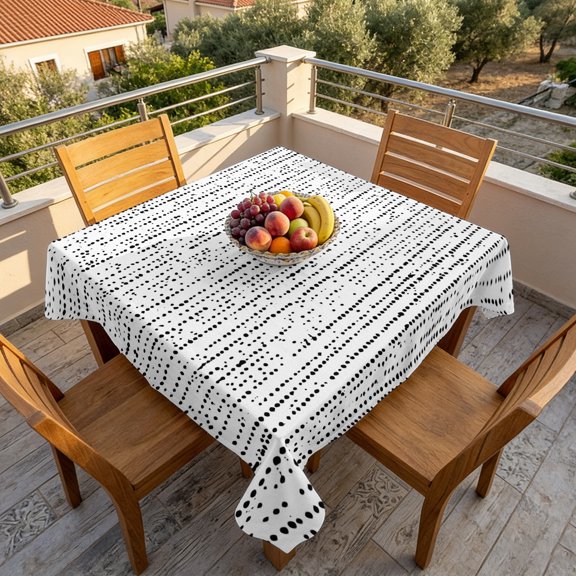 Abstract Black Polka Dot Table Cloth 60x60in, Waterproof Square Tablecloth Wipeable Tablecloths Minimalist Dotted Pattern Table Covers for Dining Tables Party Indoor Outdoor