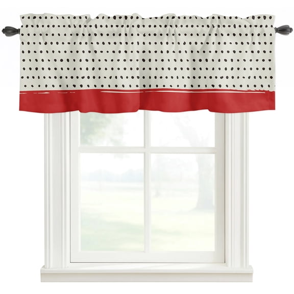 Abstract Black Polka Dot Valances for Windows Farmhouse Kitchen Curtains Valances Rod Pocket Valance Curtains for Windows Modern Farmhouse Sage Green Red Window Valances for Bathroom Bedroom 54"x18"