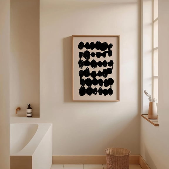 Abstract Black Scribble Wall Art Poster Minimalist Modern Lines Contemporary Artwork Neutral Tone Decor, 8x12 UNFRAMED