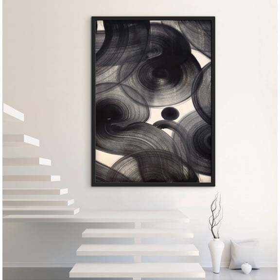 Abstract Black Shapes Art Poster: Modern Wall Decor, Unframed Canvas Size 16x24