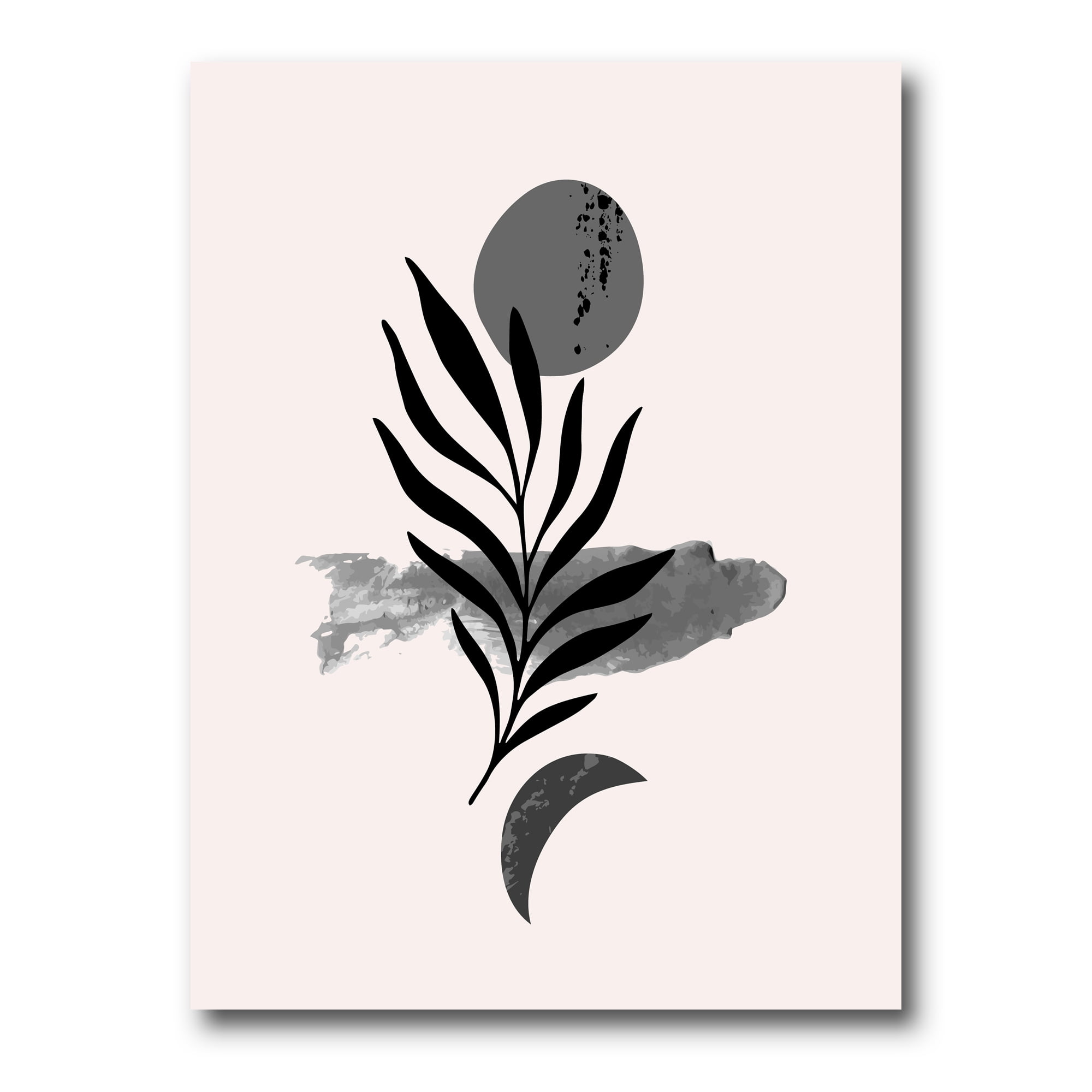 Abstract Black Tropical Leaf II 24 in x 32 in Painting Canvas Art Print, by Designart