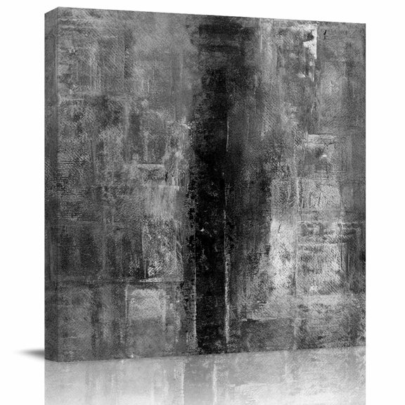 Abstract Black Vintage Texture Canvas Artwork Painting Art, Gradient Modern Art Square Framed Wall Decorations Prints Picture for Bedroom Kitchen Living Room, 8x8 in