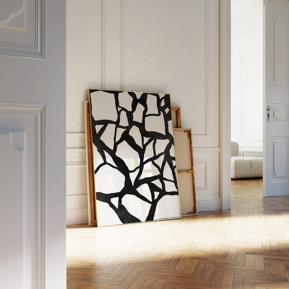 Abstract Black Wall Art Prints, White Minimal Modern, Gallery Wall And ...