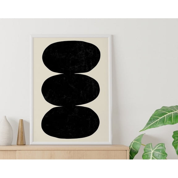 Abstract Black Wall Print, Art, Neutral Mcm Art, Minimal Abstract Shapes Art, Cute Trendy Wall Art Wall Art, Modern Wall Decor, 12x18 UNFRAMED