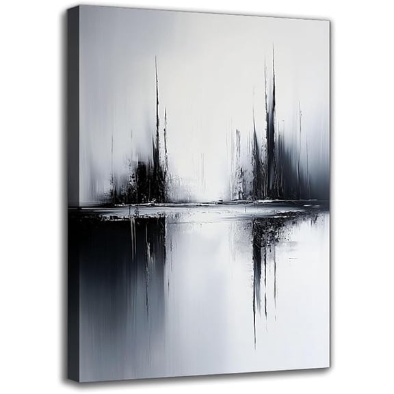 Abstract Black&White Canvas Wall Art Print - Modern Framed Artistic Texture Painting For Office Home Decor For Living Room Bedroom Hallway Artwork for Parties Anniversaries Weddings Graduations