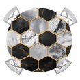 thumbnail image 1 of Abstract Black White Geometric Elastic Fitted Round Table Cover Modern Waterproof Outdoor Tablecloth for Holiday Party, Picnic, Patio & Dining Fits Tables Up to 45"-54", 1 of 8