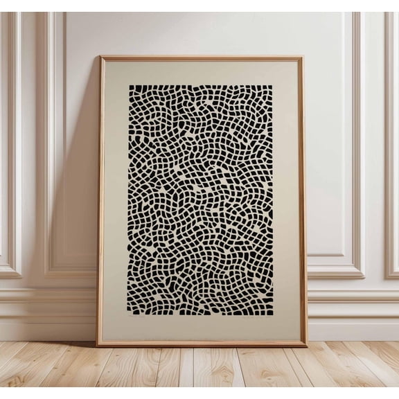 Abstract Black White Geometric Pattern Modern Minimalist Wall Decor Unframed Paper Print
