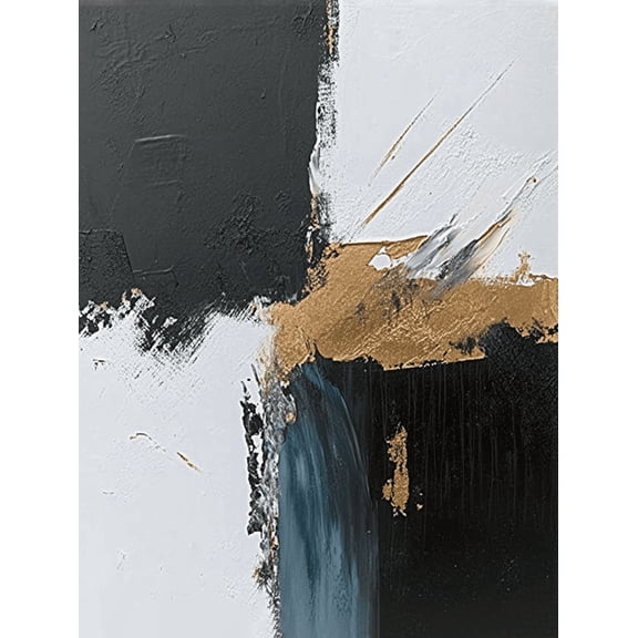 Abstract Black White Gold Decorative Painting/Canvas Art Suitable for Decorating Living Room Bedroom Office Hotel Dining Room Study Room Apartment Gallery Studio and Hallway.