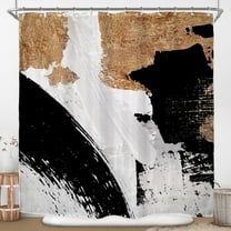 Abstract Black White Gold Shower Curtain for Bathroom Decor 72Wx72H Modern Minimalist Aesthetic Oil Painting Simple Neutral Art Printed Fabric Polyester Waterproof 12 Pack Plastic Hooks