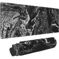 thumbnail image 1 of Abstract Black White Grey Marble Marbled Fluid Texture Pattern Gaming Mouse Pad 31.5 X 11.8 Inch XL Extended Large Keyboard Non-Slip Rubber Base with Stitched Edges for Home Office, 1 of 6