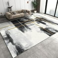 thumbnail image 1 of Abstract Black And White Ink Oil Painting Area Rug, Ink Geometry Texture Art Easy Clean Rug, Soft Non-Skid Carpet Throw Rug For Kids Teen Girls Boys Bedroom Living Room Bathroom 5x6ft, 1 of 6