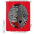 thumbnail image 1 of Abstract Black White Leopard Texture Fabric Shower Curtain Red Modern Art Washable Shower Curtains for Bathroom, Waterproof Bath Curtain with Hooks Home Decor 72x84in, 1 of 8