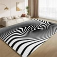 thumbnail image 1 of Abstract Black White Rug 2x3 Small Area Rugs Illusion Wavy Stripes Rugs Non Slip Low Pile Indoor Throw Carpet for Living Room Bedroom Gameroom Study Office Entrance Foyer, 1 of 7
