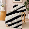 thumbnail image 1 of Abstract Black White Stripe Flannel Fleece Blanket Modern Pattern Soft Cozy Throw Blanket Sofa Bed Decor SPXUBZ 60"x50", 1 of 5