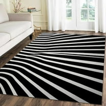 Abstract Black And White Stripes Area Rug, Visual Illusion Aesthetics Rug, Washable Rectangle Area Rugs, Soft Durable Home Office Floor Rugs Indoor Hallway Runner Carpet 5 x 7ft