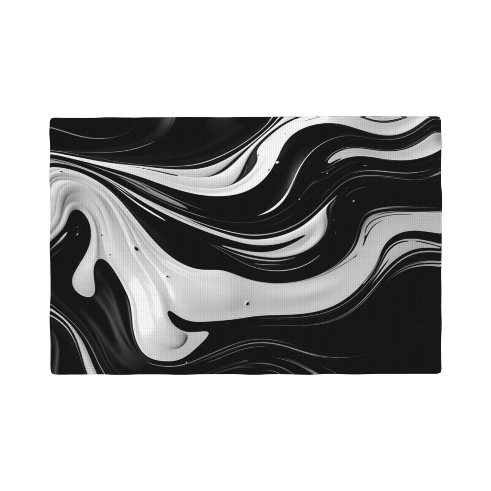 Abstract Black White Swirls Placemats Set of 4, Heat Resistant Place