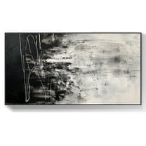 Abstract Black White Textured Canvas Wall Art Black and White Oil Painting Original Modern Living Room Wall Art Abstract Black White Art,Unstretched,Frameless,(41*61cm)16*32Inches
