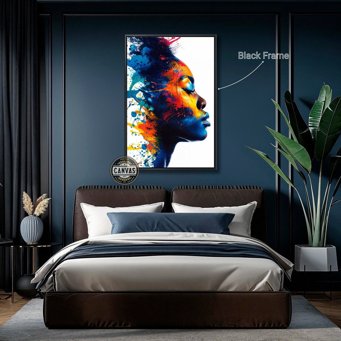 Abstract Black Woman Face Wall Art Colorful Womans Portrait Poster ...