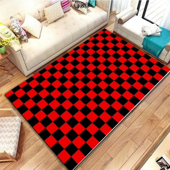 Abstract Black and White Checkerboard Plaid Carpet Moroccan Style Living Room Bedroom Rug Modern 3d Geometry Door Mats Household