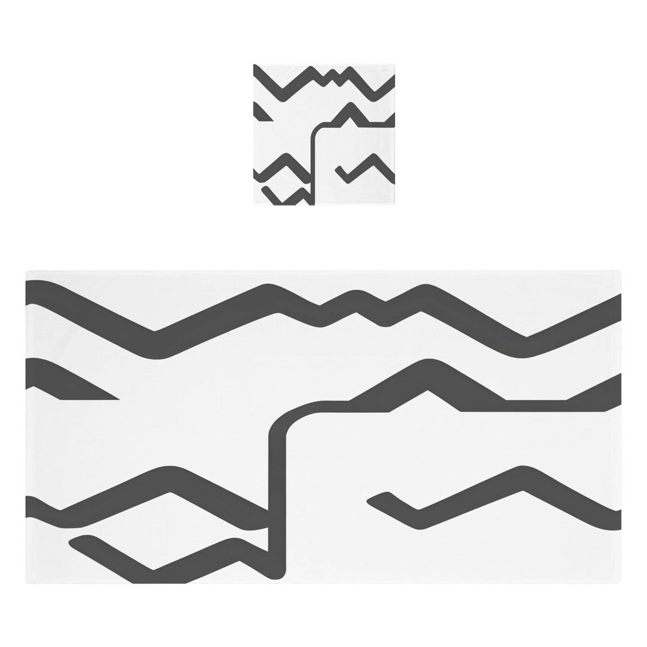 Abstract Black and White Pattern 2 Piece Cotton Bath and Face Towel Set Soft and Absorbent, for Beach Pool Bathroom