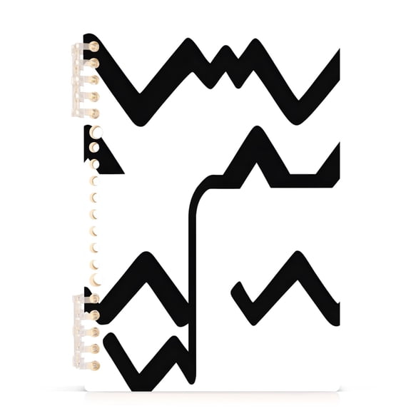Abstract Black and White Pattern A5 8.3x5.7in PP Notebook, Adjustable Rings, 60 Sheets, Diary or Journey Note
