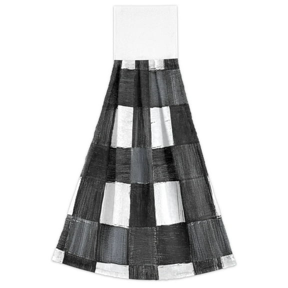 Abstract Black and White Stripe 2 Pack 14''x18'' Hand Towels Soft Coral Fleece Quick Dry Hook and Loop for Kitchen Bathroom