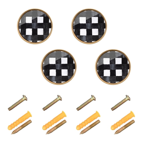 Abstract Black and White Stripe Cabinet Furniture Knobs Drawer Metal Pulls 1.26in Acrylic Zinc Alloy Dual Screw Set