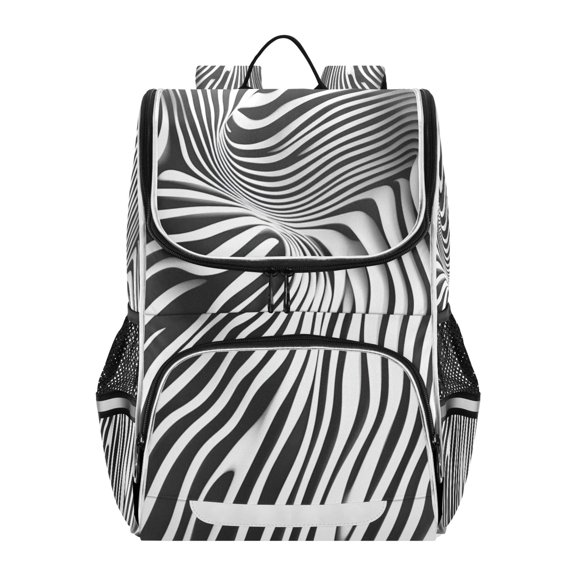 Abstract Black-white Stripes Line Art Backpack Purse Daypack Book Bag Fashion Accessories Unisex 15L for Commute Travel School