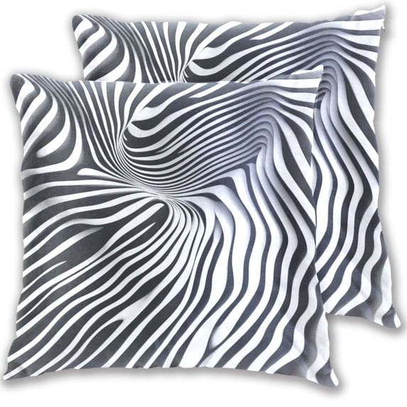 Abstract Black-white Stripes Line Art Throw Pillow Covers Pillowcases 18 x 18 Inch Home Decor 2 Packs for Bedroom Sofa