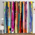 thumbnail image 1 of Abstract Blackout Curtains Colorful Wooden Design Rainbow Vertical Planks Pattern Window Drapes Decor For Bedroom Living Room Grommet Top Room Darkening Curtains 26"W x 54"L (Pack of 2), 1 of 6