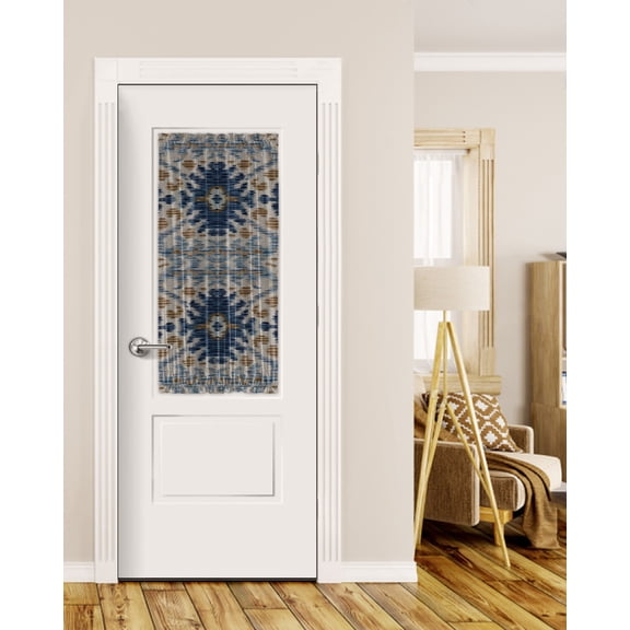 Abstract, Blackout Door Curtains for French, Glass,Front, Back, Patio Door, Contemporary Minimalist Geometric Flower Thermal Insulated Rod Pocket Window Curtain Drapes With Tiebacks 25"x40"