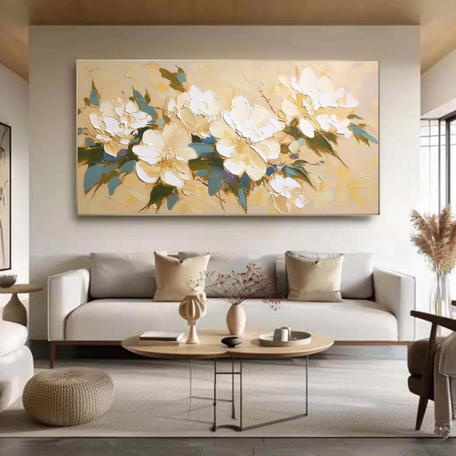 Spring Jewelry Background Abstract Blossom Bloom Painting Print, Textured Look Impasto Style Art ...