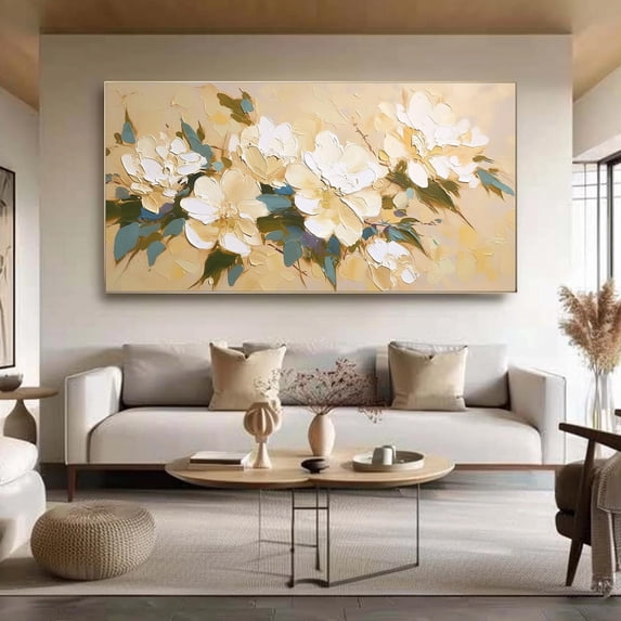 Abstract Blossom Bloom Painting Print, Textured Look Impasto Style Art ...