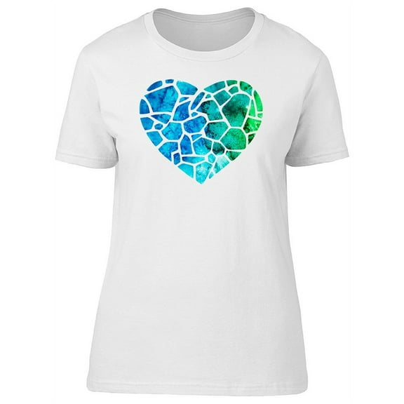 Abstract Blue And Green Heart T-Shirt Women -Image by Shutterstock, Female XX-Large