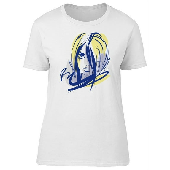 Abstract Blue And Yellow Girl T-Shirt Women -Image by Shutterstock, Female Small