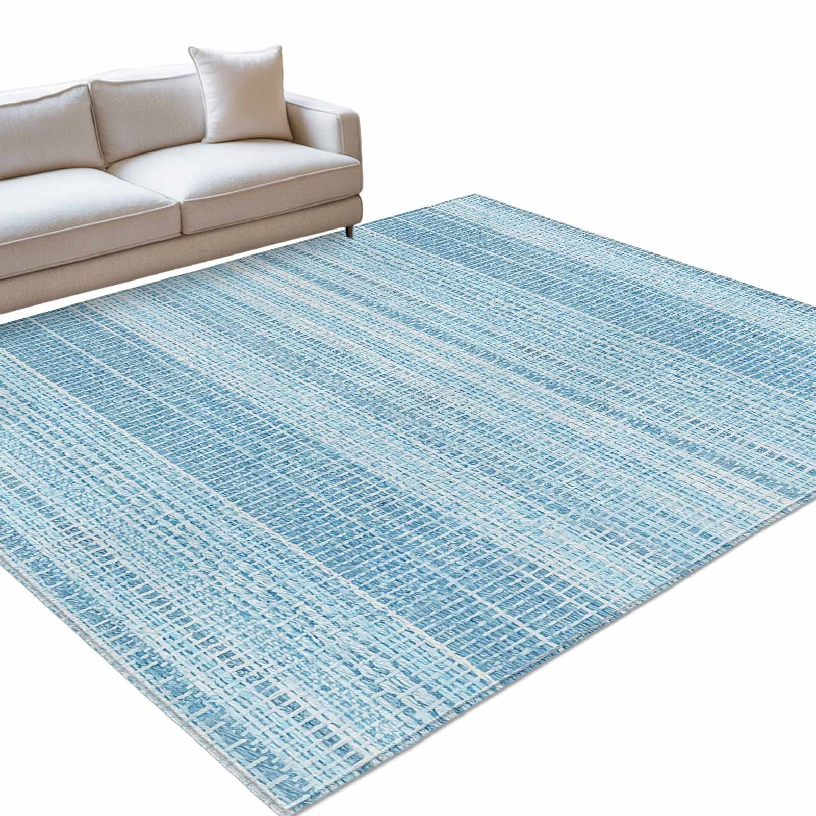 Abstract Blue Area Rugs 5x7ft Rustic Farmhouse Minimalist Blue Vertical ...