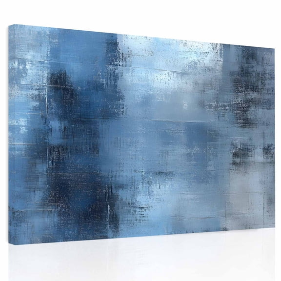 Abstract Blue Art Canvas Print Wall Art, Retro Gradient Blue Watercolor Wall Decor Modern Artwork Paintings Pictures for Living Room Framed and Stretched Ready to Hang, 16" x 20"
